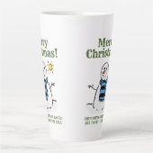 Tasse Latte Design Snowman de Noël avec un accueil personnel (Devant)