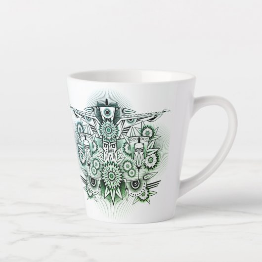 Tasse Latte Design tribal teinte verte (Droite)