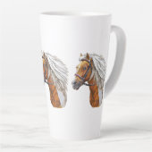 Tasse Latte Dessin à la main portrait de cheval (Angle droit)