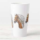 Tasse Latte Dessin à la main portrait de cheval (Devant)