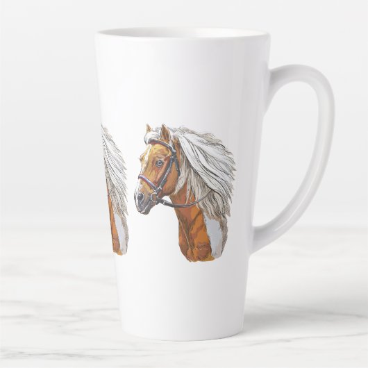 Tasse Latte Dessin à la main portrait de cheval (Droite)