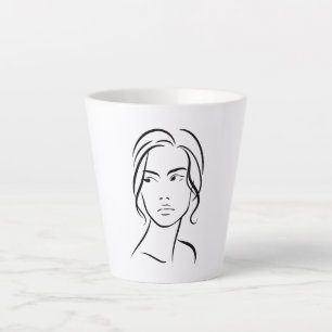Tasse Latte Dessin à visage féminin d'une ligne 4