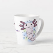 Tasse Latte Dessin animé adorable axolotl rose (Angle droit)