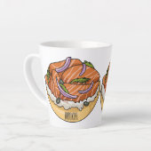 Tasse Latte dessin animé de bagel saumon (Angle gauche)