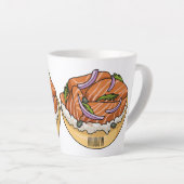 Tasse Latte dessin animé de bagel saumon (Angle droit)