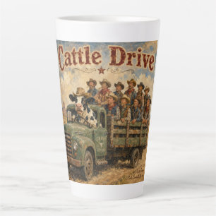 Tasse Latte Dessin animé de conduite de bétail – Vache conduis