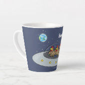 Tasse Latte Dessin animé de poules drôles dans l'espace (Angle gauche)
