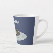 Tasse Latte Dessin animé de poules drôles dans l'espace (Droite)