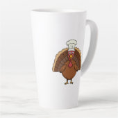 Tasse Latte Dessin animé dinde chef Thanksgiving (Angle droit)