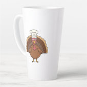 Tasse Latte Dessin animé dinde chef Thanksgiving (Angle gauche)
