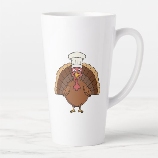 Tasse Latte Dessin animé dinde chef Thanksgiving (Droite)