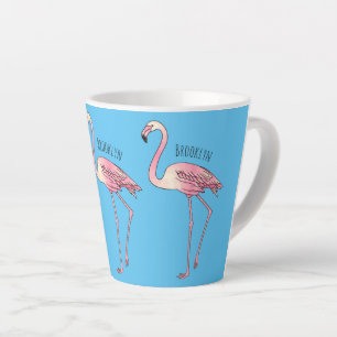 Tasse Latte dessin animé d'oiseau Flamant rose
