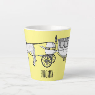 Tasse Latte dessin animé mariage cheval & calèche