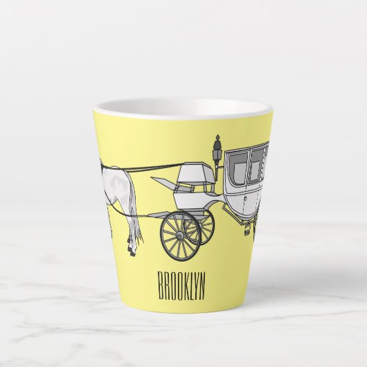 Tasse Latte dessin animé mariage cheval & calèche (Devant)