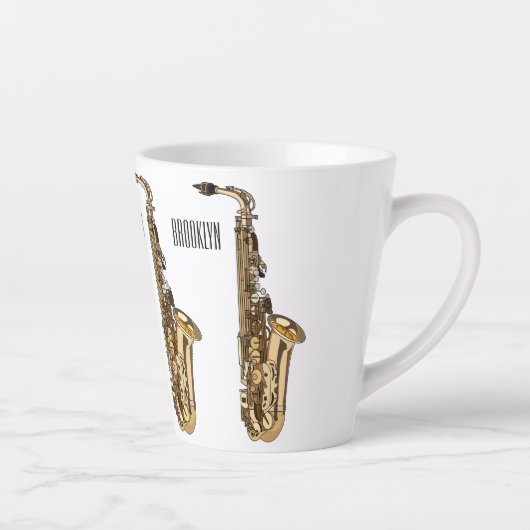 Tasse Latte dessin animé saxophone (Droite)