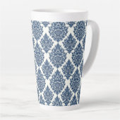 Tasse Latte dessin damas bleu (Angle droit)