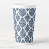 Tasse Latte dessin damas bleu (Devant)