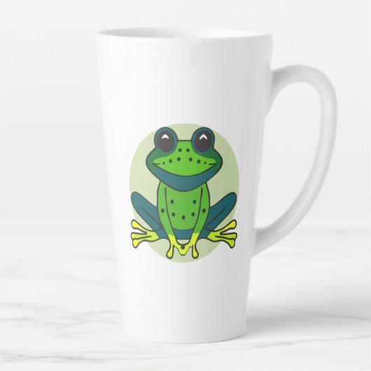 Tasse Latte Dessin de grenouille verte (Droite)