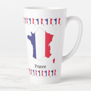 Tasse Latte Dessin de souvenir de drapeau de la France sur une