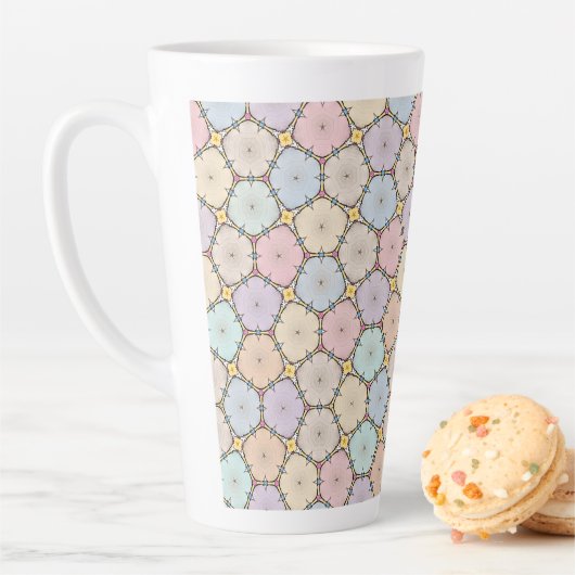 Tasse Latte Dessin de tranches de bois pastel (En situation)