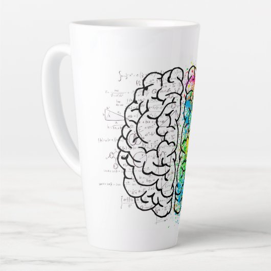 Tasse Latte Dessin d'idée de psychologie cérébrale (Angle gauche)