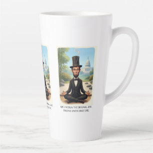 Tasse Latte Dessin humoristique d'Abe Lincoln en yoga - Le Y o