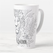 Tasse Latte Dessin Lion avec Fleurs Roi Papa, Père Boho (Angle droit)