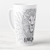 Tasse Latte Dessin Lion avec Fleurs Roi Papa, Père Boho (Angle gauche)