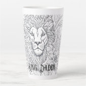 Tasse Latte Dessin Lion avec Fleurs Roi Papa, Père Boho (Devant)