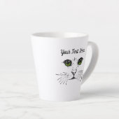Tasse Latte Dessin noir à l'oreille de chat visage vert yeux (Angle droit)
