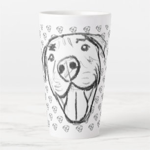 Tasse Latte dessin pitbull simple amoureux des chiens noir bla