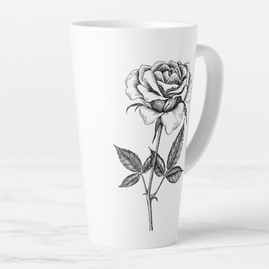 Tasse Latte dessin rose (Angle droit)