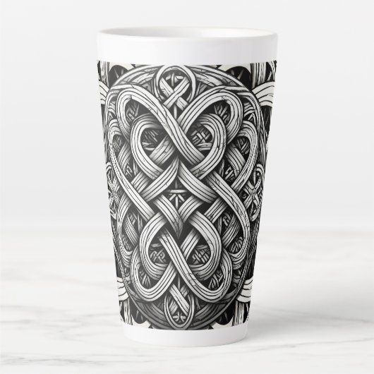 Tasse Latte Détaillierte Schwarz-Weißer keltischer Knoten 0001 (Devant)