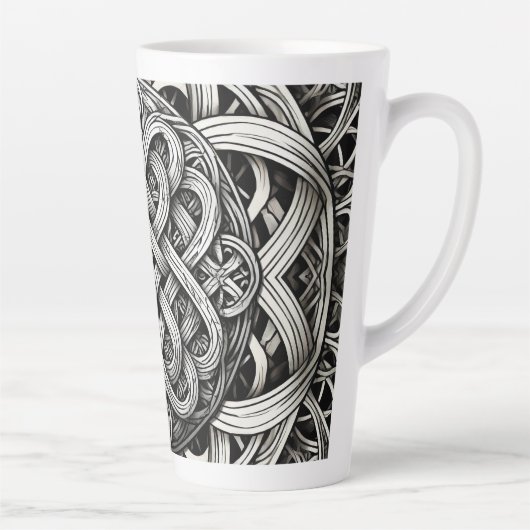 Tasse Latte Détaillierte Schwarz-Weißer keltischer Knoten 0001 (Droite)