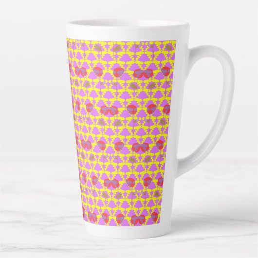 Tasse Latte Deux Fleurs Roses (Droite)