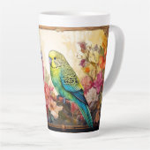 Tasse Latte Deux perroquets et fleurs (Angle droit)