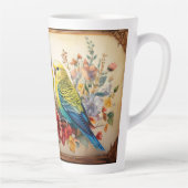 Tasse Latte Deux perroquets et fleurs (Droite)