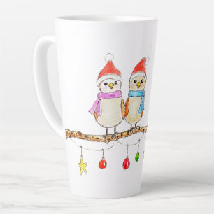 Tasse Latte Deux petits oiseaux sur une branche