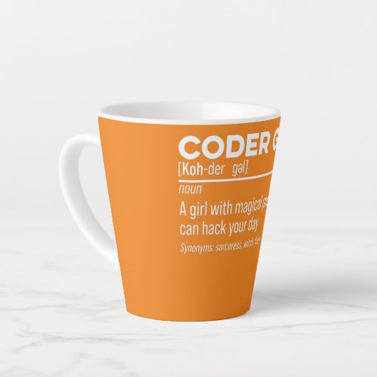 Tasse Latte Développeur logiciel Coder Girl Definition Noun (Angle gauche)