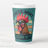 Tasse Latte Devinez quoi Cul de Poulet Drôle Rétro Coq (Devant)