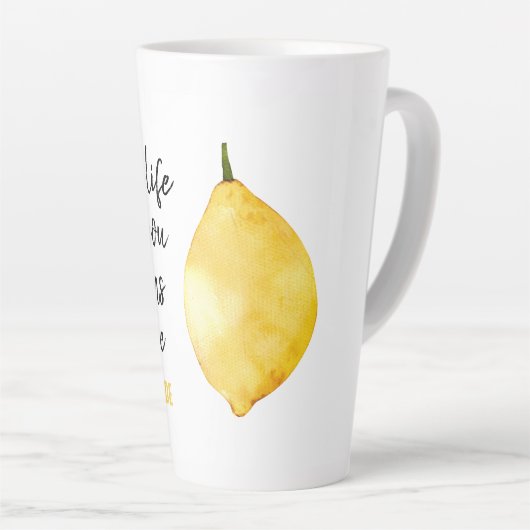 Tasse Latte Devis jaune citron amusant (Angle droit)