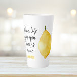 Tasse Latte Devis jaune citron amusant<br><div class="desc">Devis jaune citron amusant</div>