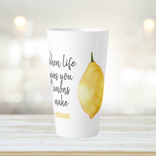 Tasse Latte Devis jaune citron amusant