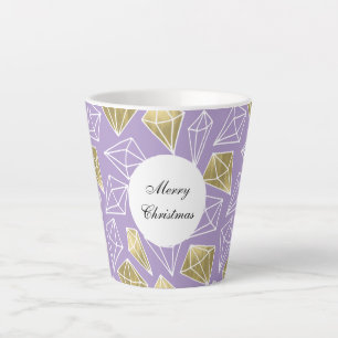 Tasse Latte Diamants d'or violet Noël