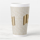 Tasse Latte Diamants, Grand Monogramme Or Nom du script blanc (Devant)