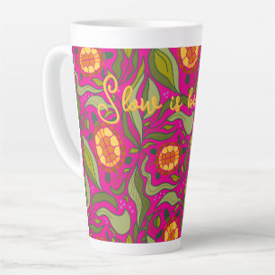Tasse Latte Dicton Jolie Tortue Rose Lent Est Beau Motif