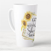 Tasse Latte Dieu est en elle - Psaume 46:5 Sunflower Christian (Angle gauche)