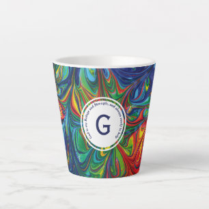 Tasse Latte DIEU RÉFUGE FORCE Monogramme Abstrait Personnalisé