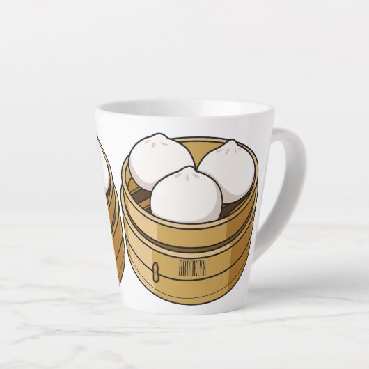 Tasse Latte Dim sum dessin animé (Angle droit)