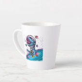Tasse Latte Dinosaure de T-Rex drôle dans l'espace (Angle gauche)